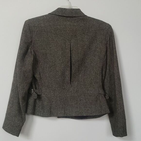 Ralph Lauren Jacket Womens sz 8 Wool Tweed Asymmetric Zip Equestrian Cinch Coat - Picture 3 of 7